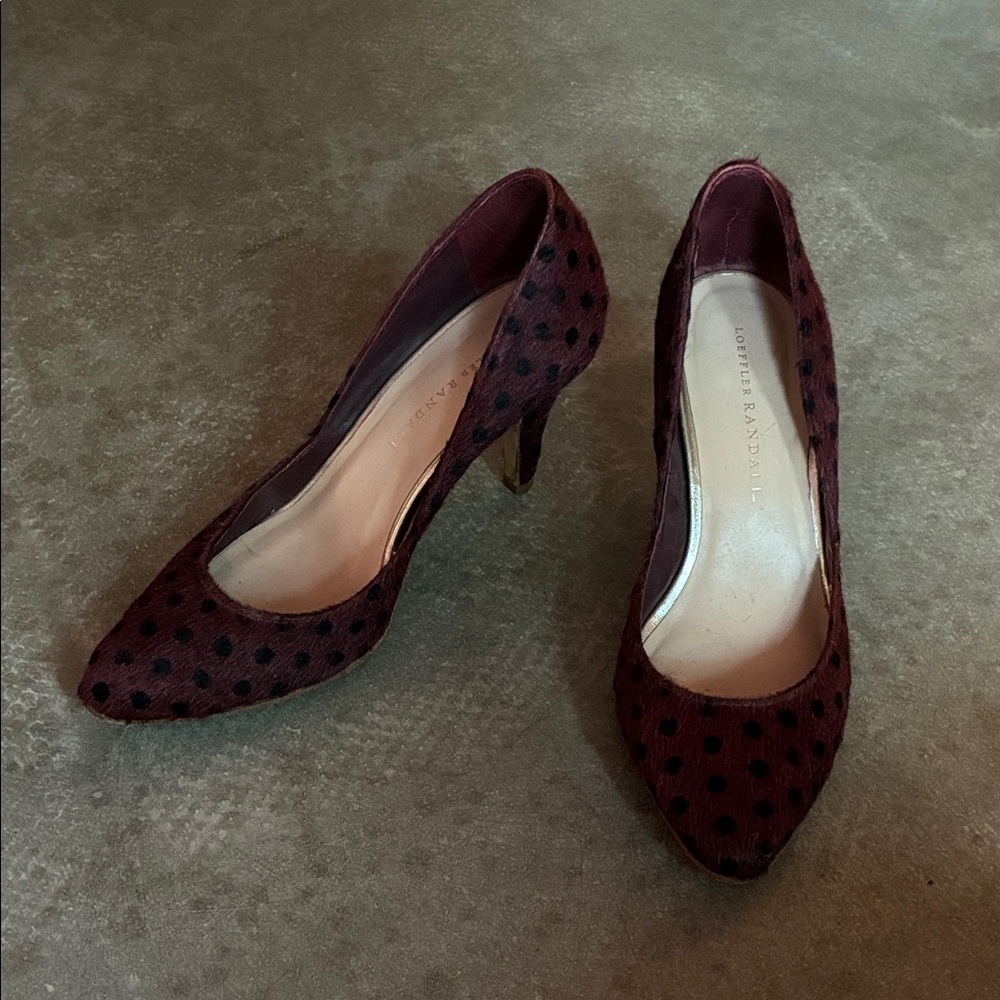 Loeffler Randall Burgundy Polka Dot Heels